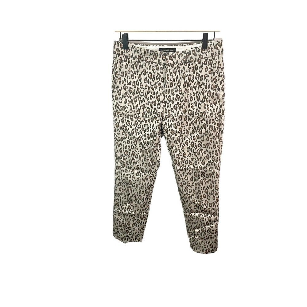 Banana Republic Women's Pants Cheetah Animal Print Rayon Avery Tapered Size 0P‎